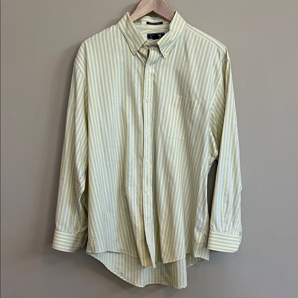 Land’s End No Iron Supima Pinpoint Tailored Fit Light Yellow Pinstripe Shirt